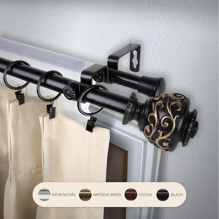 Kd 0.8125 in. Harmony Double Curtain Rod with 48 to 84 in. Extension, Black KD3739773